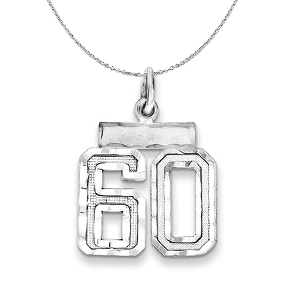 Sterling Silver, Varsity Collection, Small D/C Number 60 Necklace, Item N15427 by The Black Bow Jewelry Co.