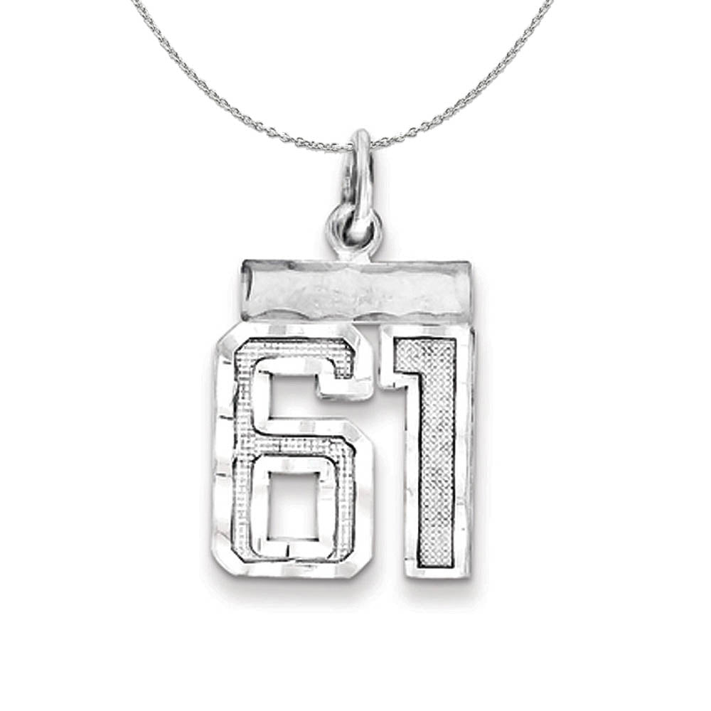 Sterling Silver, Varsity Collection, Small D/C Number 61 Necklace, Item N15428 by The Black Bow Jewelry Co.