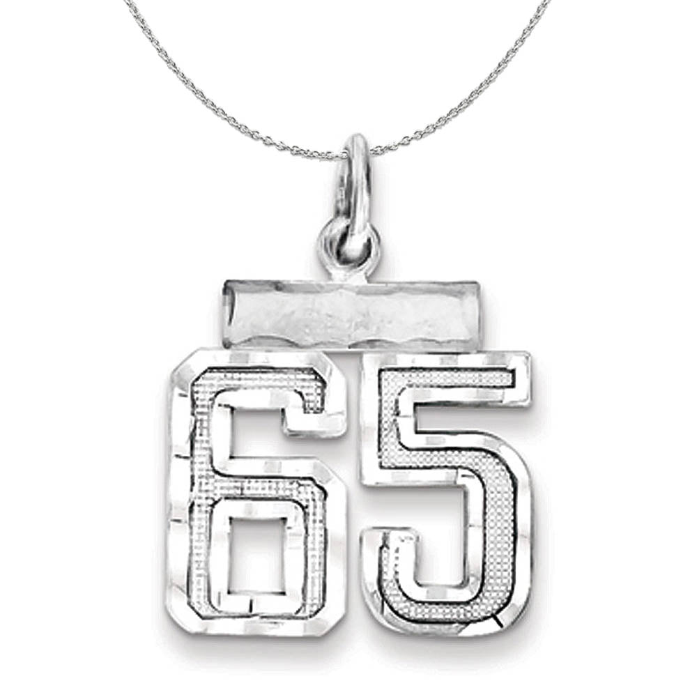 Sterling Silver, Varsity Collection, Small D/C Number 65 Necklace, Item N15432 by The Black Bow Jewelry Co.