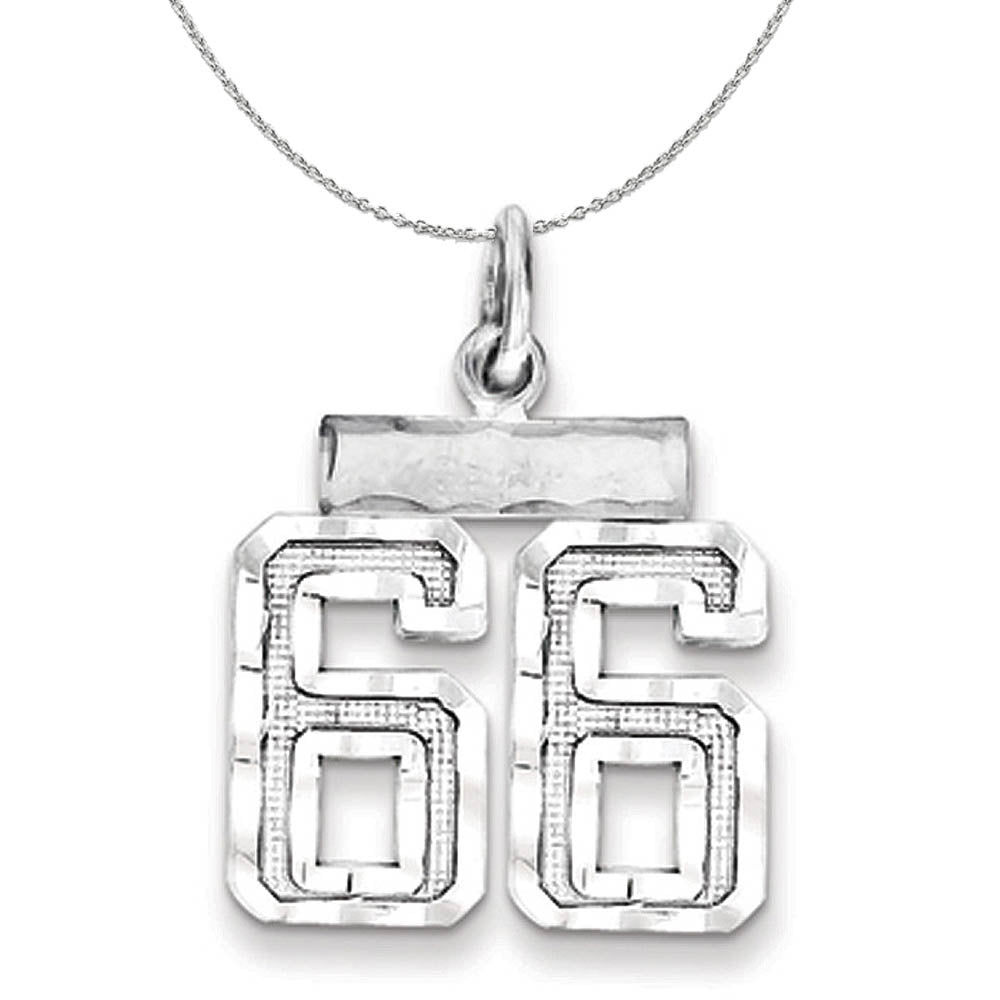 Sterling Silver, Varsity Collection, Small D/C Number 66 Necklace, Item N15433 by The Black Bow Jewelry Co.