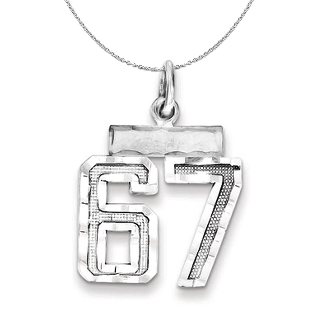 Sterling Silver, Varsity Collection, Small D/C Number 67 Necklace, Item N15434 by The Black Bow Jewelry Co.