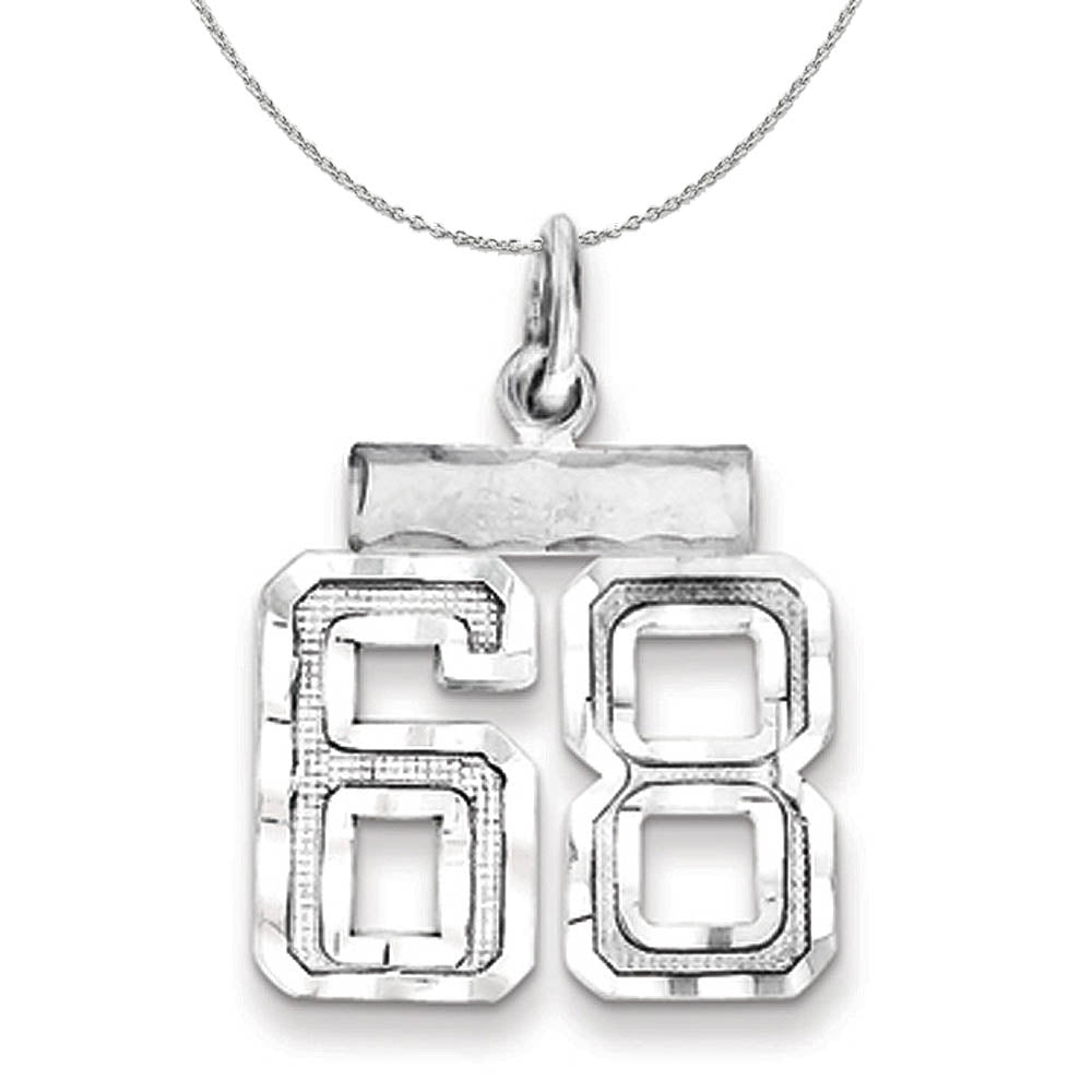 Sterling Silver, Varsity Collection, Small D/C Number 68 Necklace, Item N15435 by The Black Bow Jewelry Co.