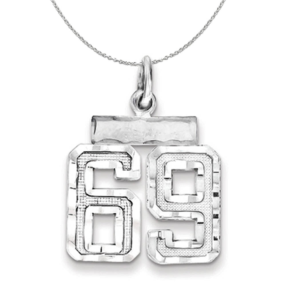 Sterling Silver, Varsity Collection, Small D/C Number 69 Necklace, Item N15436 by The Black Bow Jewelry Co.