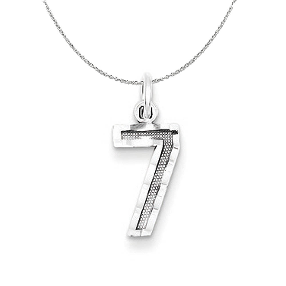 Sterling Silver, Varsity Collection, Small D/C Number 7 Necklace, Item N15437 by The Black Bow Jewelry Co.