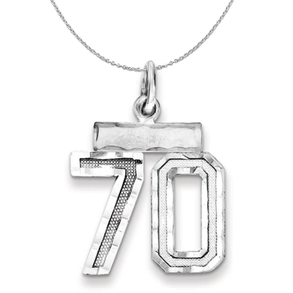 Sterling Silver, Varsity Collection, Small D/C Number 70 Necklace, Item N15438 by The Black Bow Jewelry Co.