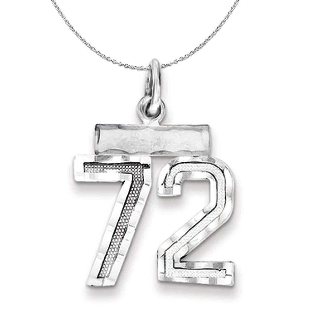 Sterling Silver, Varsity Collection, Small D/C Number 72 Necklace, Item N15440 by The Black Bow Jewelry Co.
