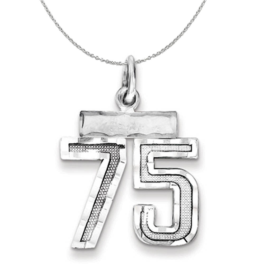 Sterling Silver, Varsity Collection, Small D/C Number 75 Necklace, Item N15443 by The Black Bow Jewelry Co.