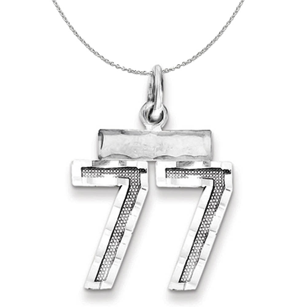 Sterling Silver, Varsity Collection, Small D/C Number 77 Necklace, Item N15445 by The Black Bow Jewelry Co.