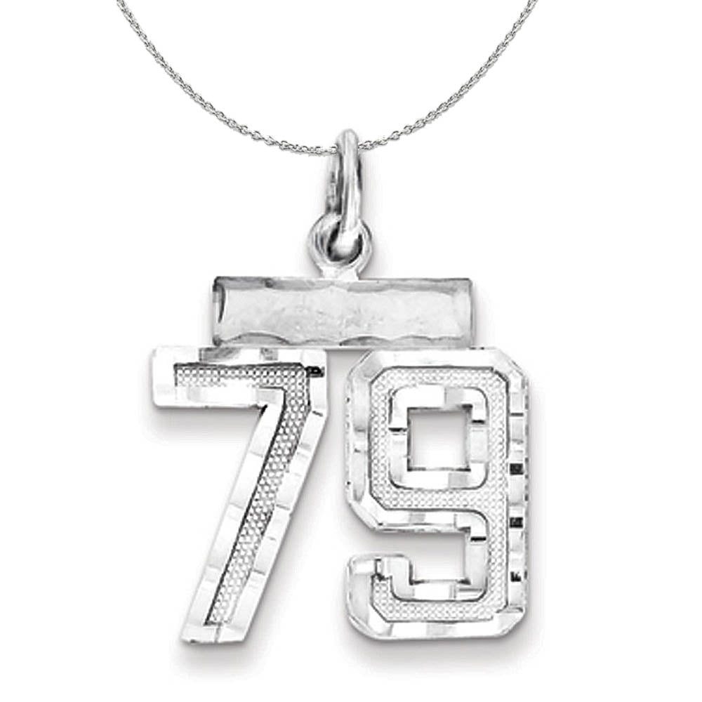 Sterling Silver, Varsity Collection, Small D/C Number 79 Necklace, Item N15447 by The Black Bow Jewelry Co.