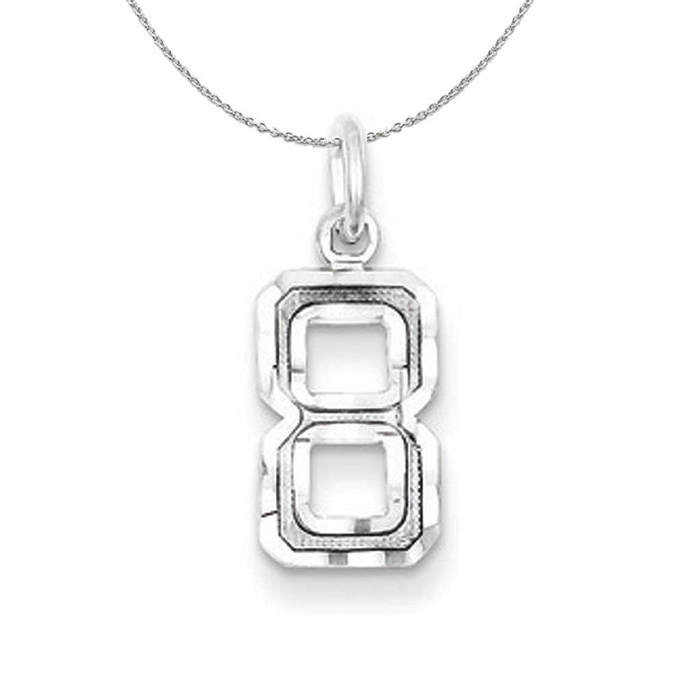 Sterling Silver, Varsity Collection, Small D/C Number 8 Necklace, Item N15448 by The Black Bow Jewelry Co.