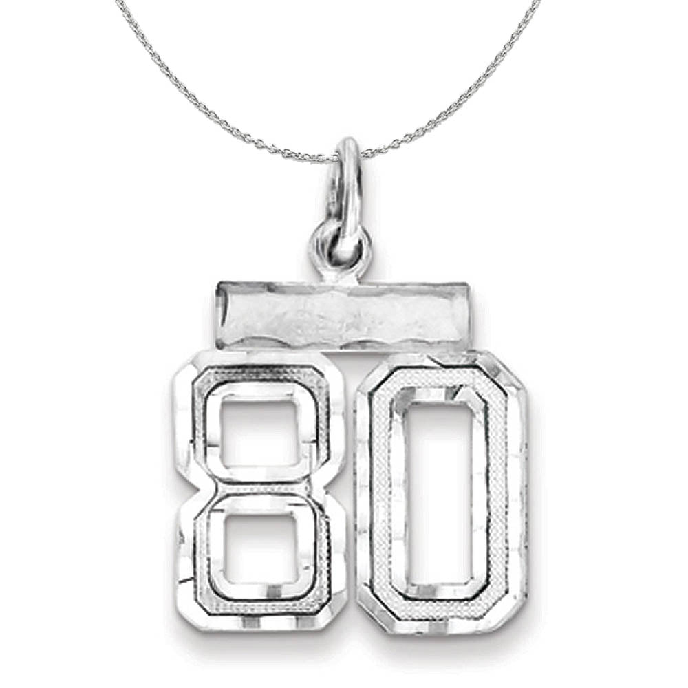Sterling Silver, Varsity Collection, Small D/C Number 80 Necklace, Item N15449 by The Black Bow Jewelry Co.