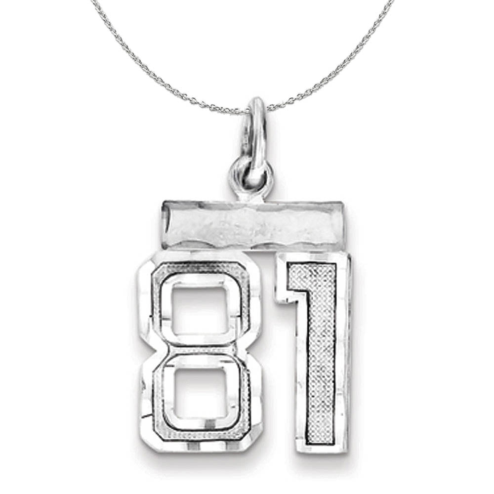 Sterling Silver, Varsity Collection, Small D/C Number 81 Necklace, Item N15450 by The Black Bow Jewelry Co.