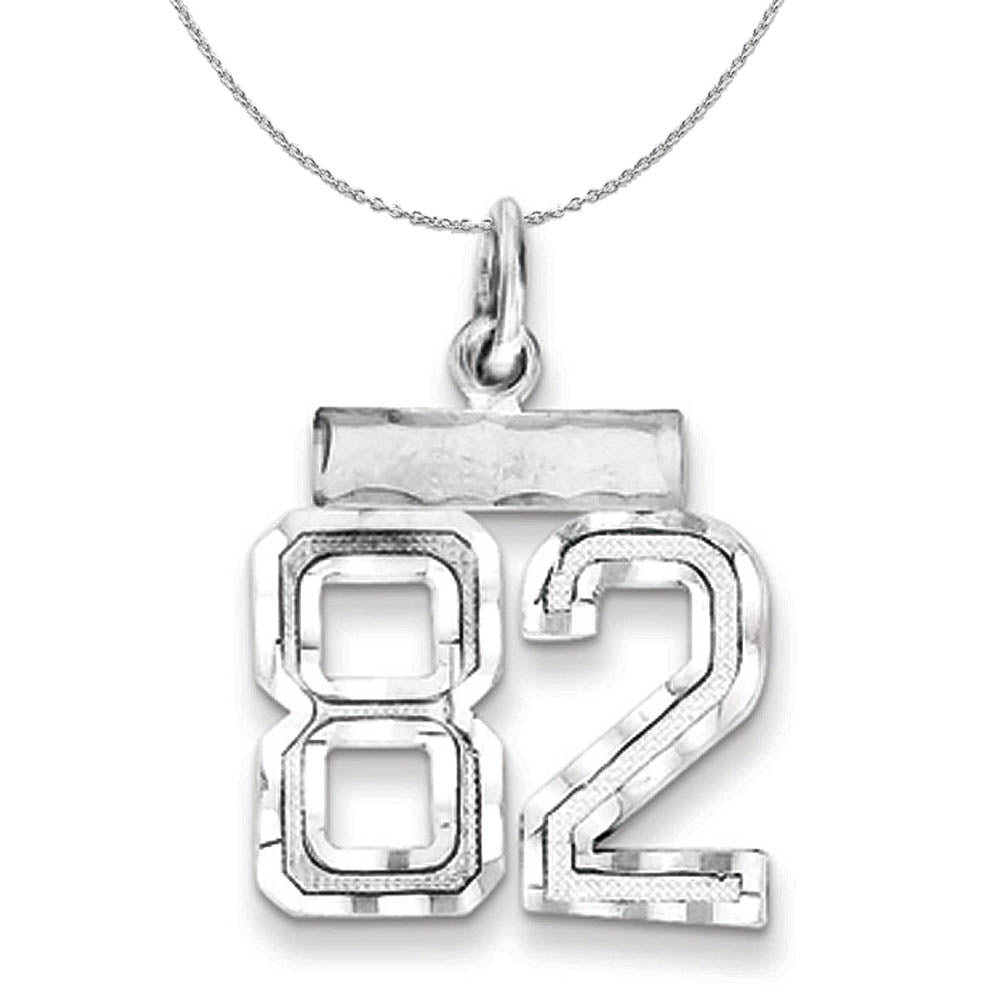 Sterling Silver, Varsity Collection, Small D/C Number 82 Necklace, Item N15451 by The Black Bow Jewelry Co.