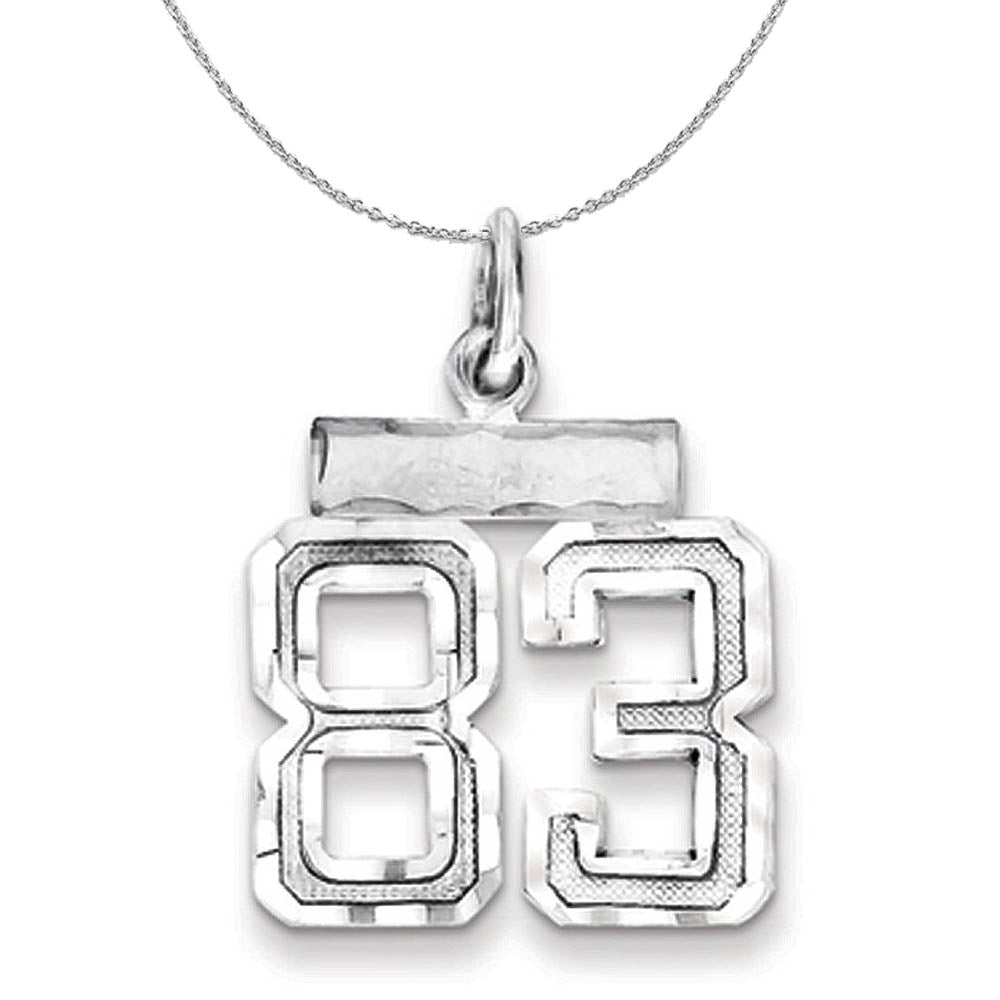 Sterling Silver, Varsity Collection, Small D/C Number 83 Necklace, Item N15452 by The Black Bow Jewelry Co.
