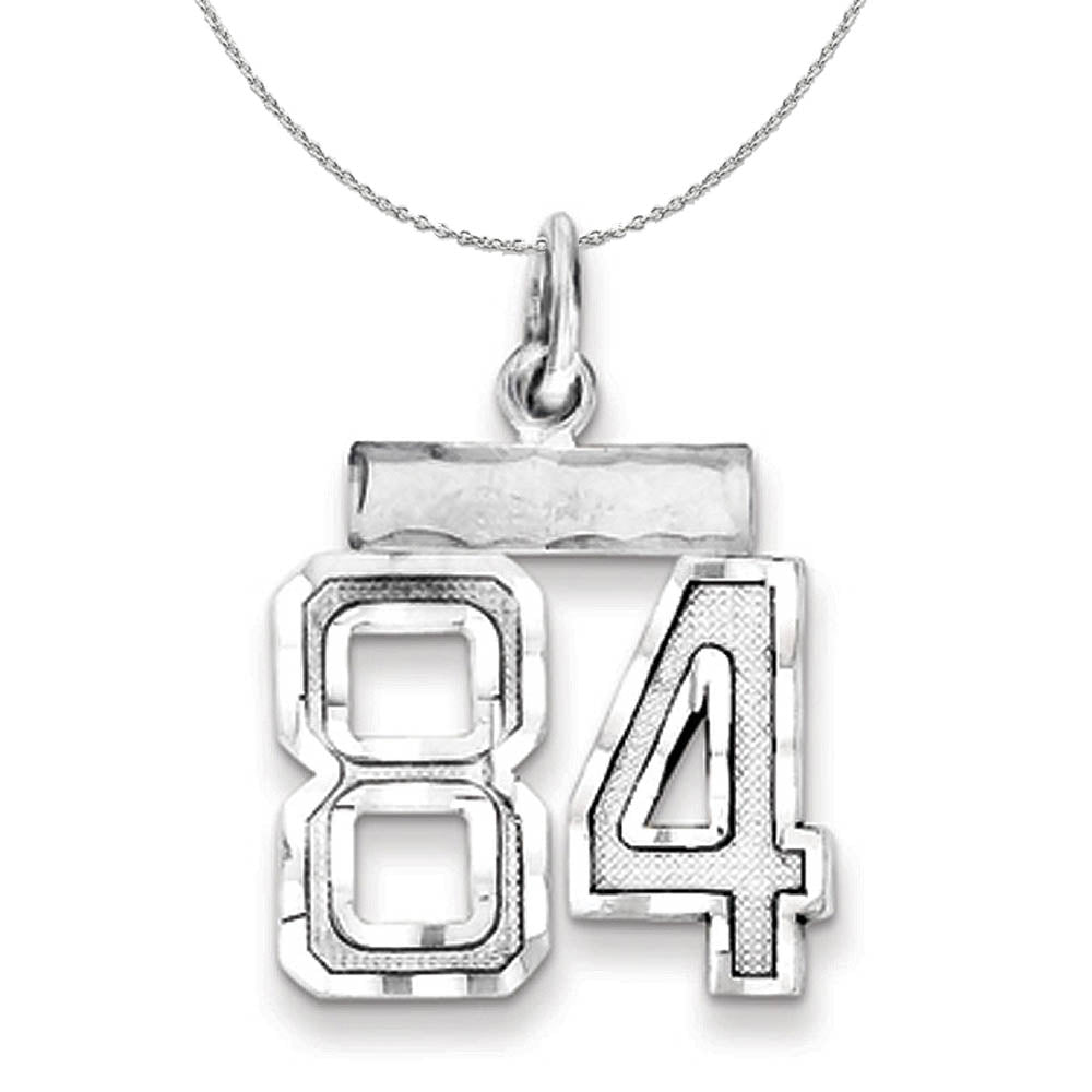 Sterling Silver, Varsity Collection, Small D/C Number 84 Necklace, Item N15453 by The Black Bow Jewelry Co.