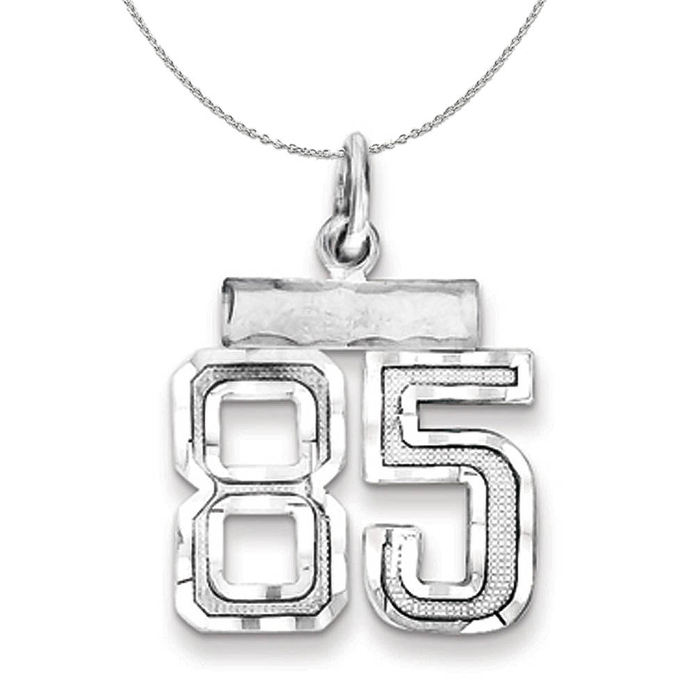 Sterling Silver, Varsity Collection, Small D/C Number 85 Necklace, Item N15454 by The Black Bow Jewelry Co.
