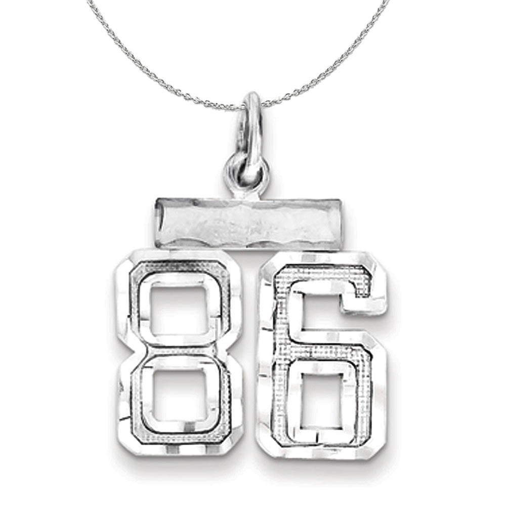 Sterling Silver, Varsity Collection, Small D/C Number 86 Necklace, Item N15455 by The Black Bow Jewelry Co.