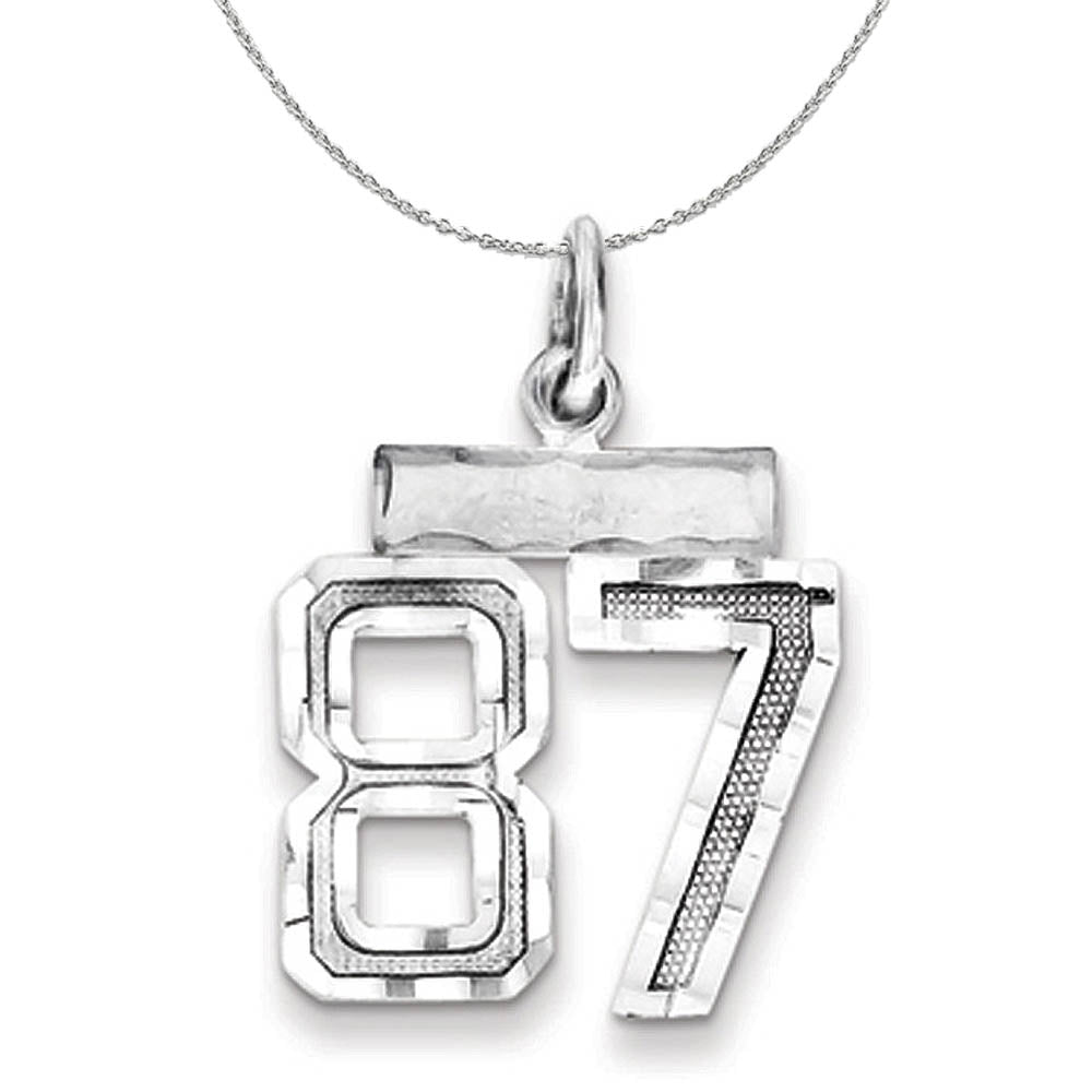 Sterling Silver, Varsity Collection, Small D/C Number 87 Necklace, Item N15456 by The Black Bow Jewelry Co.