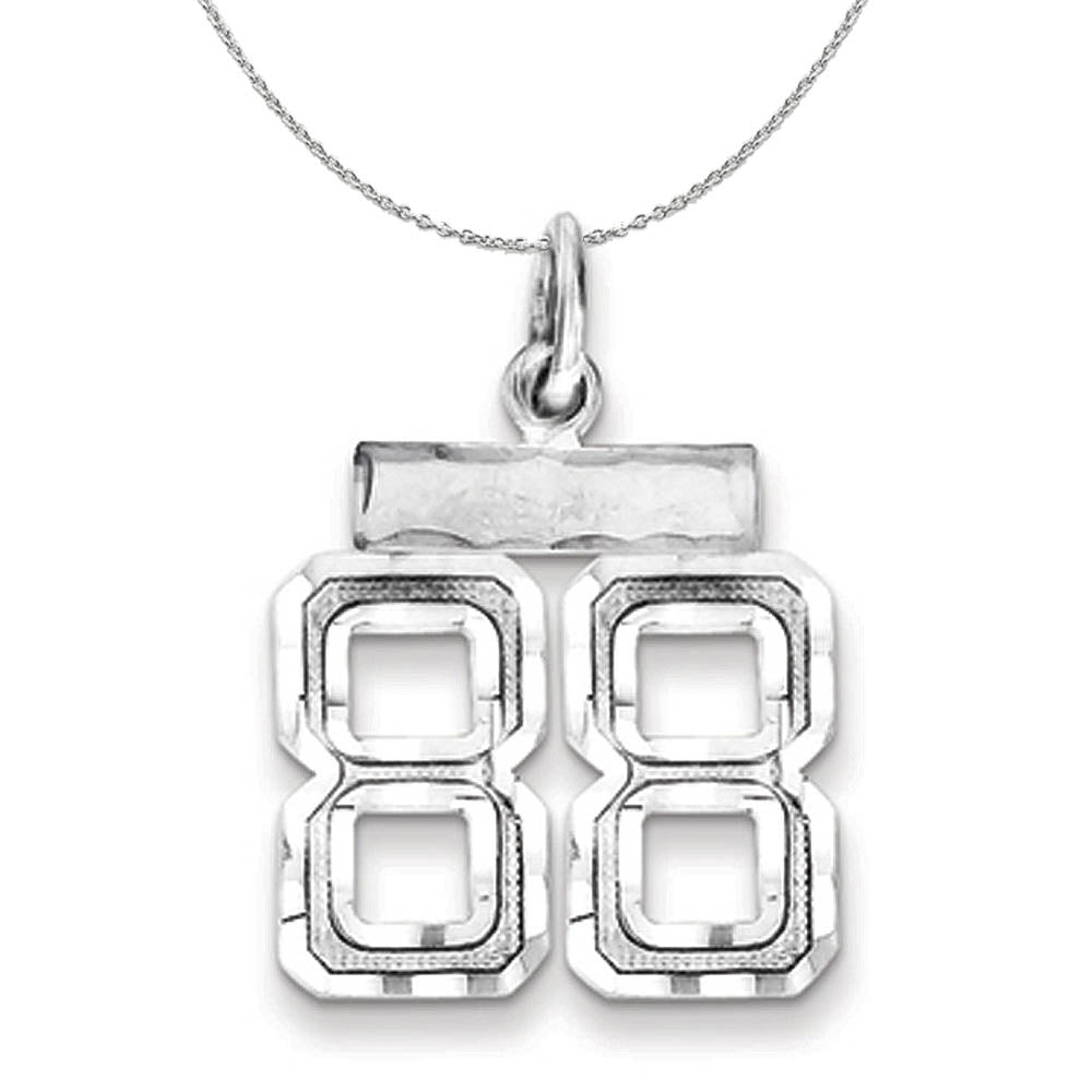 Sterling Silver, Varsity Collection, Small D/C Number 88 Necklace, Item N15457 by The Black Bow Jewelry Co.