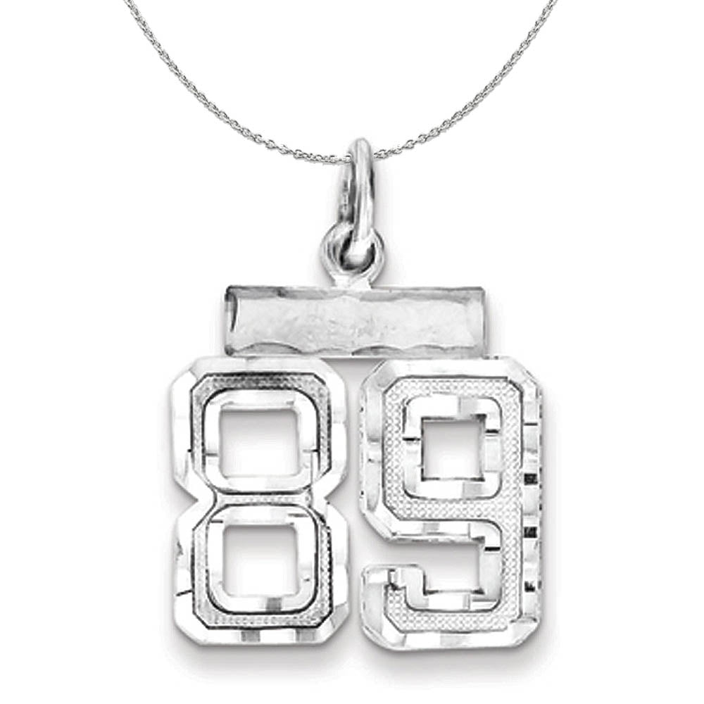 Sterling Silver, Varsity Collection, Small D/C Number 89 Necklace, Item N15458 by The Black Bow Jewelry Co.