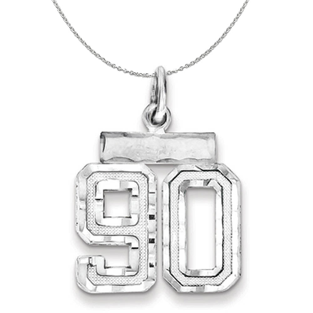 Sterling Silver, Varsity Collection, Small D/C Number 90 Necklace, Item N15460 by The Black Bow Jewelry Co.
