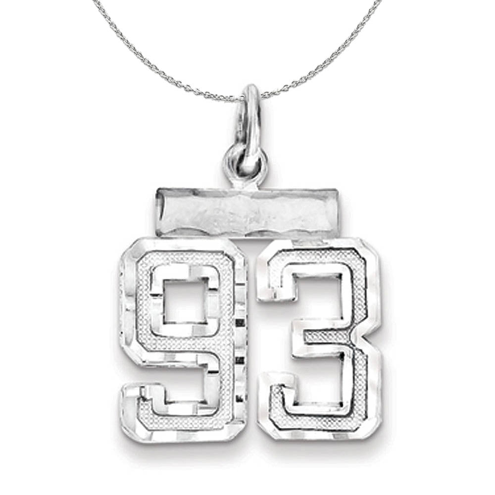 Sterling Silver, Varsity Collection, Small D/C Number 93 Necklace, Item N15463 by The Black Bow Jewelry Co.