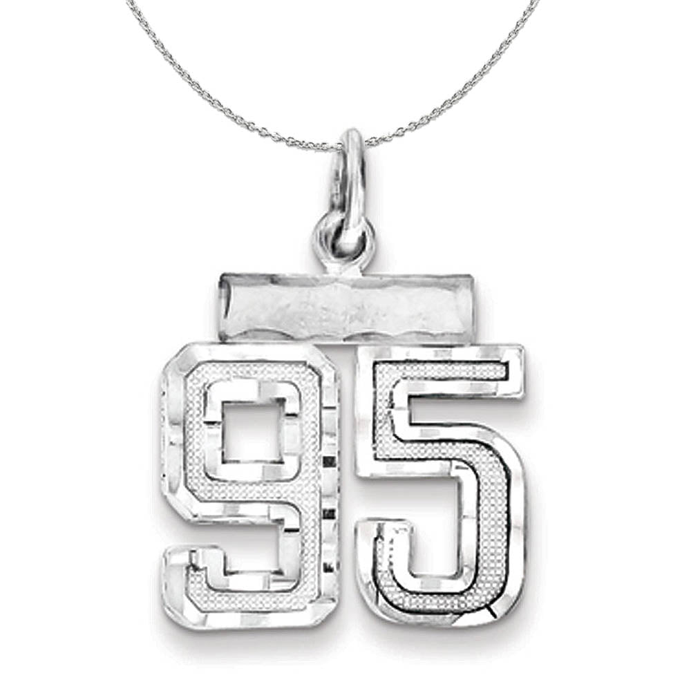 Sterling Silver, Varsity Collection, Small D/C Number 95 Necklace, Item N15465 by The Black Bow Jewelry Co.