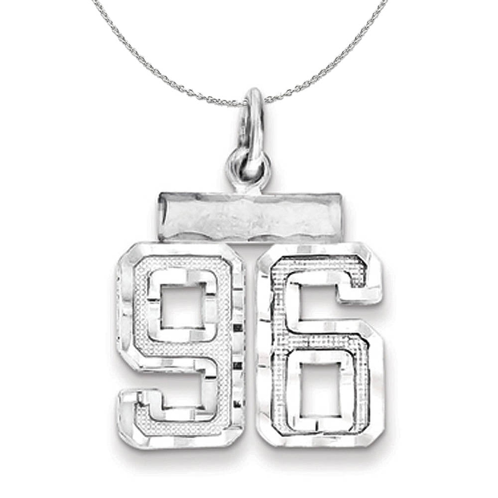 Sterling Silver, Varsity Collection, Small D/C Number 96 Necklace, Item N15466 by The Black Bow Jewelry Co.