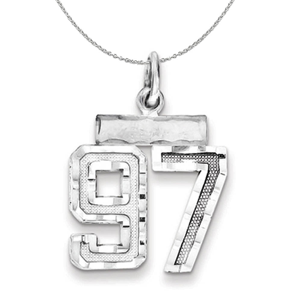 Sterling Silver, Varsity Collection, Small D/C Number 97 Necklace, Item N15467 by The Black Bow Jewelry Co.