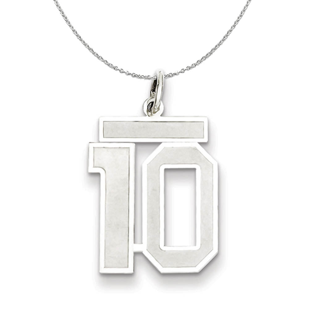 Sterling Silver, Jersey Collection, Medium Number 10 Necklace, Item N15477 by The Black Bow Jewelry Co.