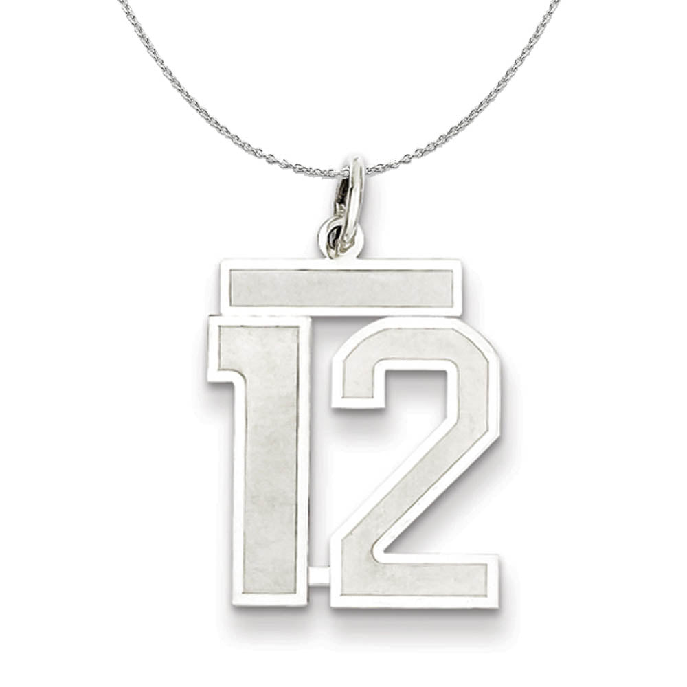 Sterling Silver, Jersey Collection, Medium Number 12 Necklace, Item N15479 by The Black Bow Jewelry Co.