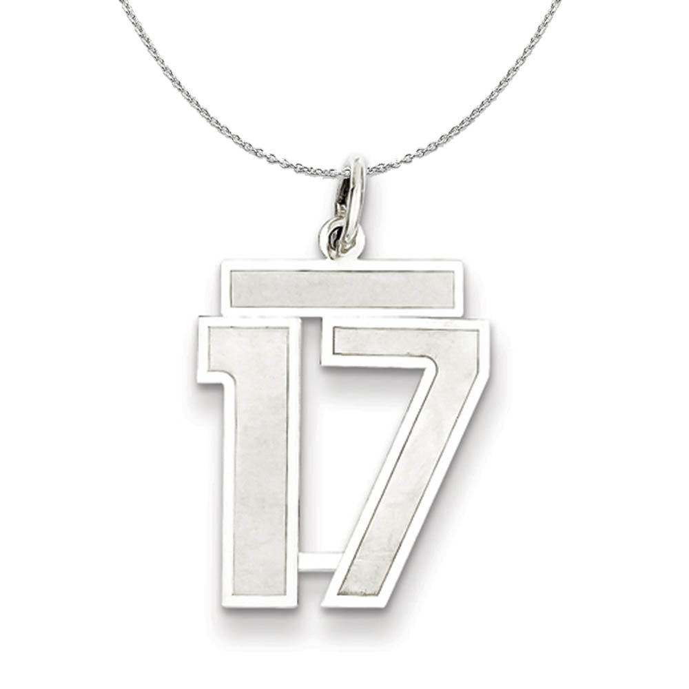 Sterling Silver, Jersey Collection, Medium Number 17 Necklace, Item N15484 by The Black Bow Jewelry Co.