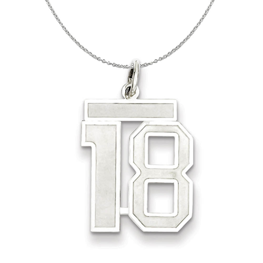 Sterling Silver, Jersey Collection, Medium Number 18 Necklace, Item N15485 by The Black Bow Jewelry Co.