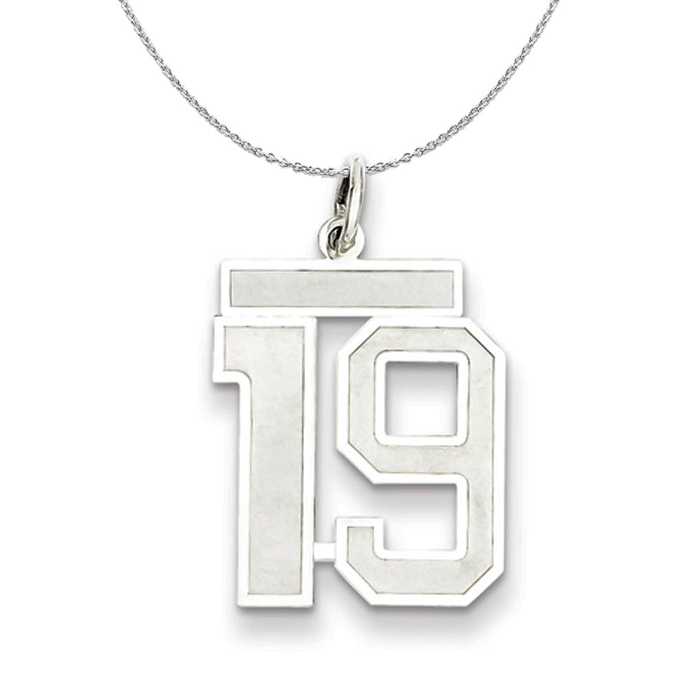 Sterling Silver, Jersey Collection, Medium Number 19 Necklace, Item N15486 by The Black Bow Jewelry Co.