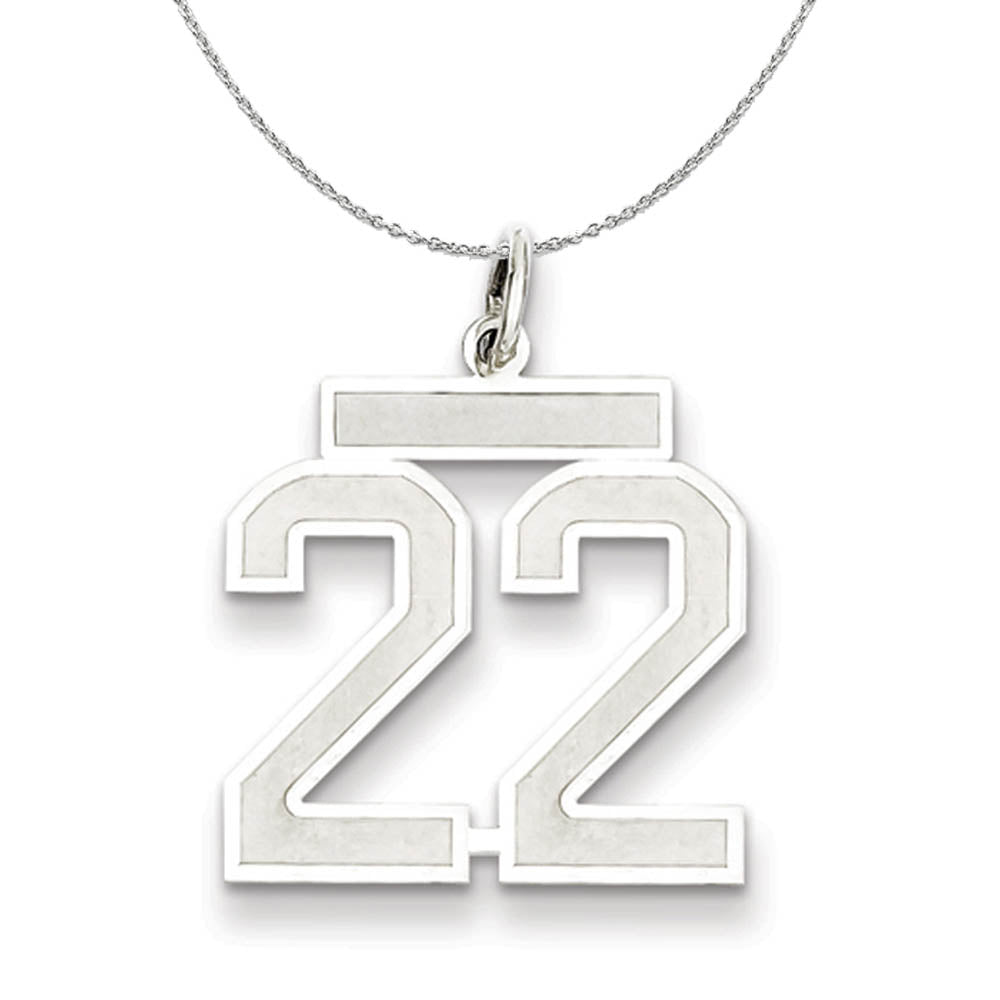Sterling Silver, Jersey Collection, Medium Number 22 Necklace, Item N15490 by The Black Bow Jewelry Co.