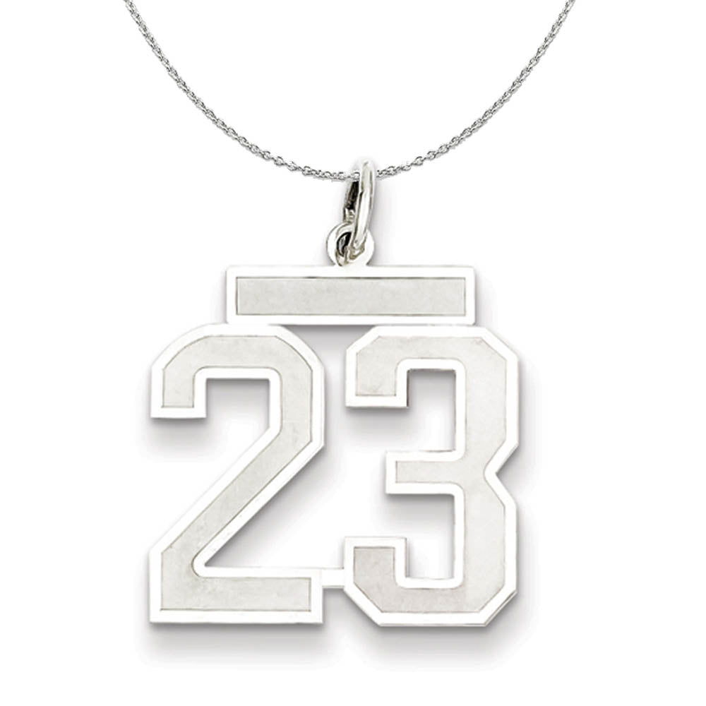Sterling Silver, Jersey Collection, Medium Number 23 Necklace, Item N15491 by The Black Bow Jewelry Co.