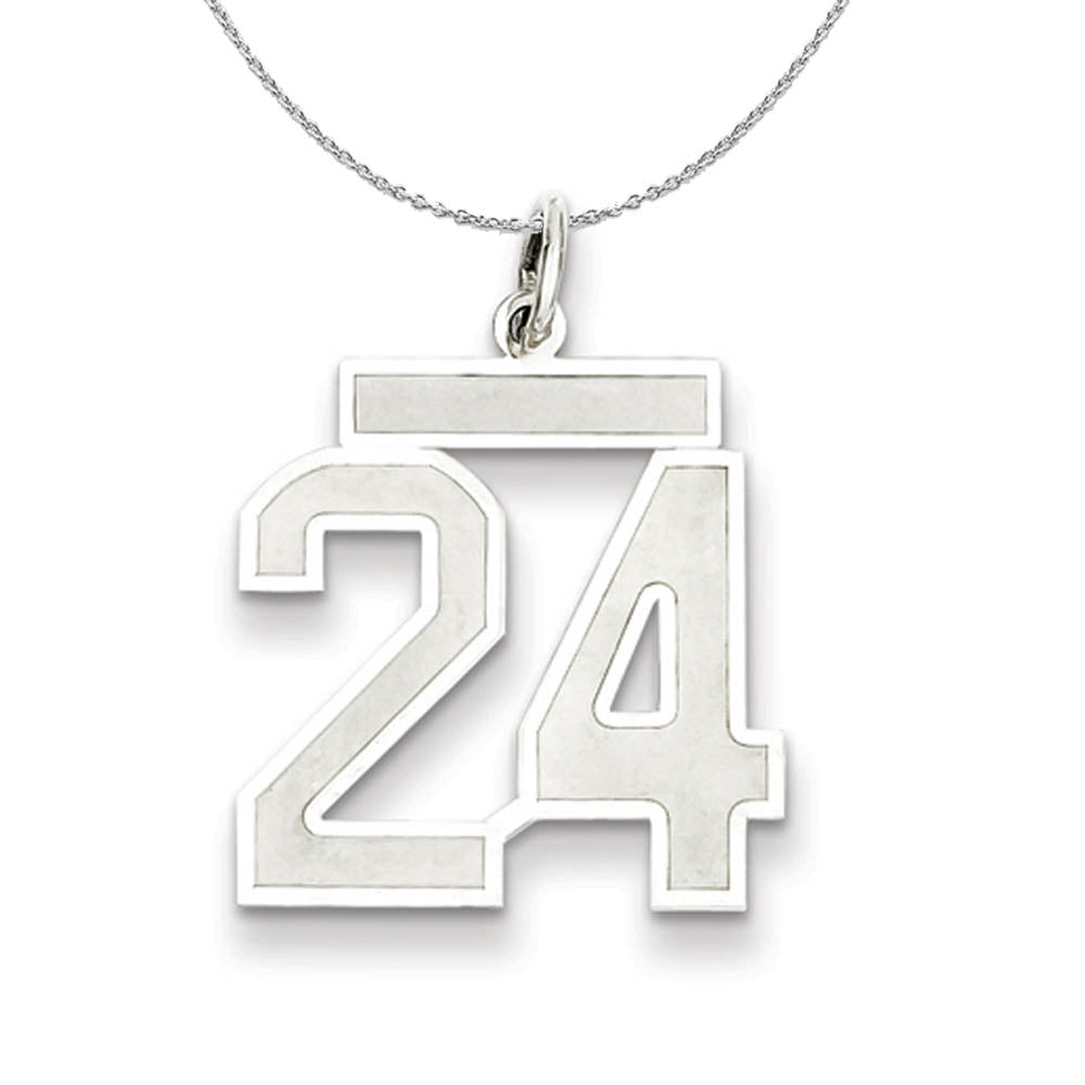 Sterling Silver, Jersey Collection, Medium Number 24 Necklace, Item N15492 by The Black Bow Jewelry Co.