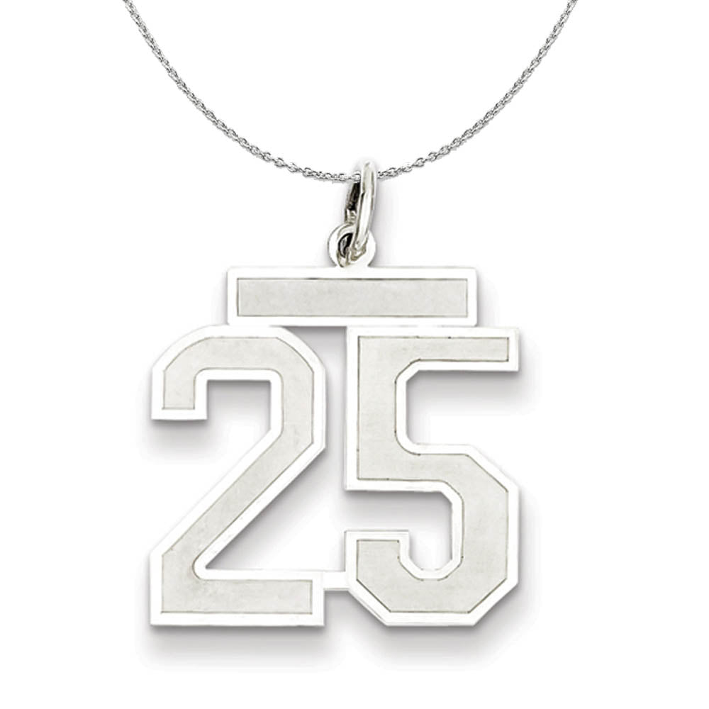 Sterling Silver, Jersey Collection, Medium Number 25 Necklace, Item N15493 by The Black Bow Jewelry Co.