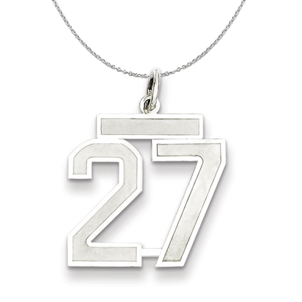 Sterling Silver, Jersey Collection, Medium Number 27 Necklace, Item N15495 by The Black Bow Jewelry Co.