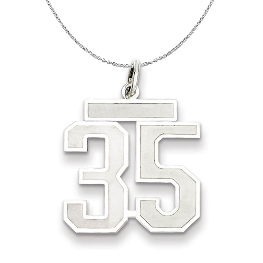 Sterling Silver, Jersey Collection, Medium Number 35 Necklace, Item N15504 by The Black Bow Jewelry Co.