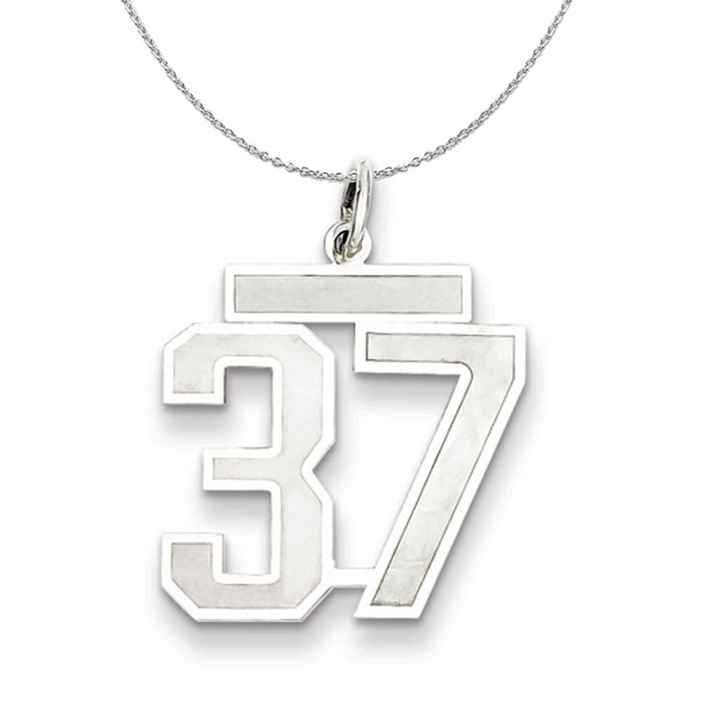 Sterling Silver, Jersey Collection, Medium Number 37 Necklace, Item N15506 by The Black Bow Jewelry Co.