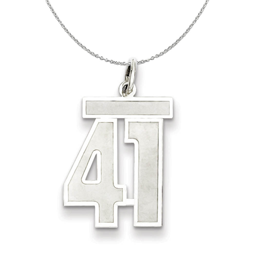 Sterling Silver, Jersey Collection, Medium Number 41 Necklace, Item N15511 by The Black Bow Jewelry Co.