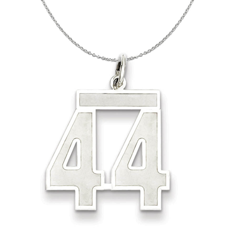 Sterling Silver, Jersey Collection, Medium Number 44 Necklace, Item N15514 by The Black Bow Jewelry Co.