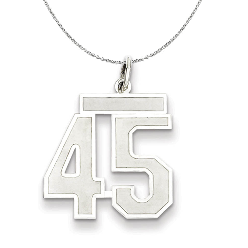 Sterling Silver, Jersey Collection, Medium Number 45 Necklace, Item N15515 by The Black Bow Jewelry Co.