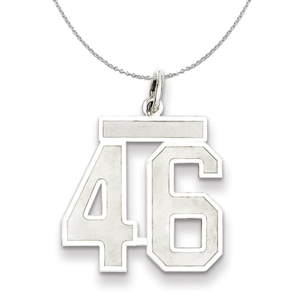 Sterling Silver, Jersey Collection, Medium Number 46 Necklace, Item N15516 by The Black Bow Jewelry Co.