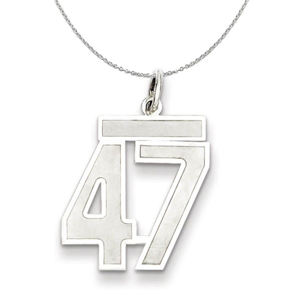 Sterling Silver, Jersey Collection, Medium Number 47 Necklace, Item N15517 by The Black Bow Jewelry Co.