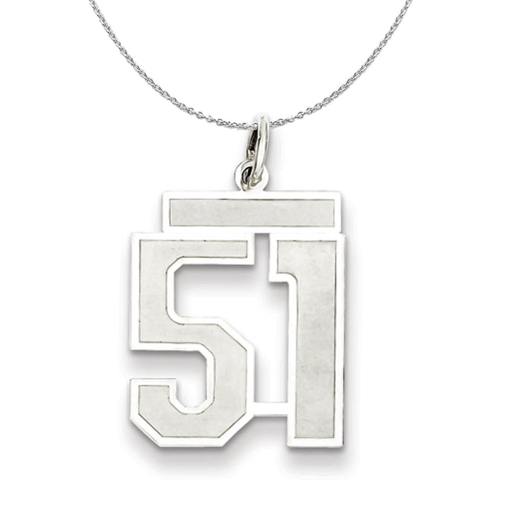 Sterling Silver, Jersey Collection, Medium Number 51 Necklace, Item N15522 by The Black Bow Jewelry Co.