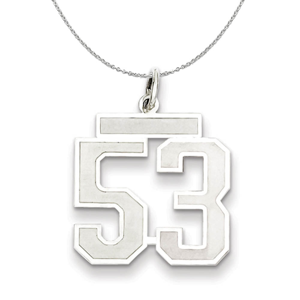 Sterling Silver, Jersey Collection, Medium Number 53 Necklace, Item N15524 by The Black Bow Jewelry Co.