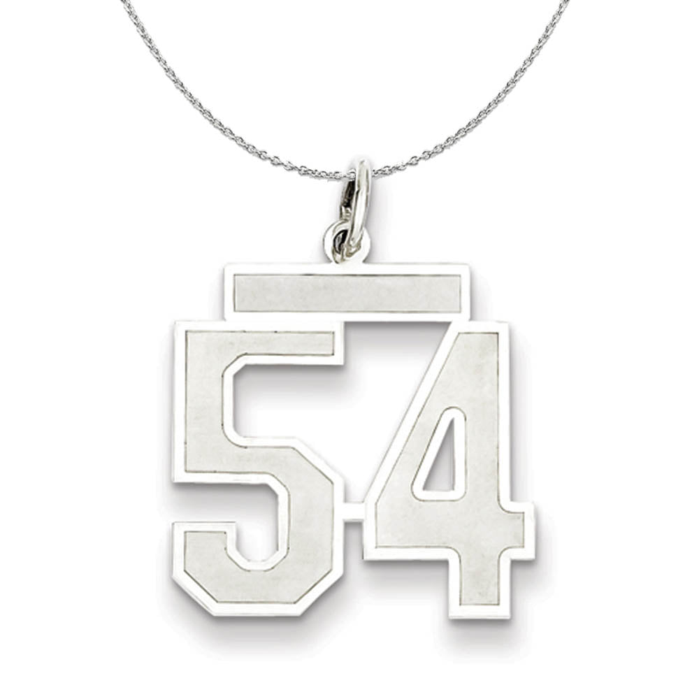 Sterling Silver, Jersey Collection, Medium Number 54 Necklace, Item N15525 by The Black Bow Jewelry Co.