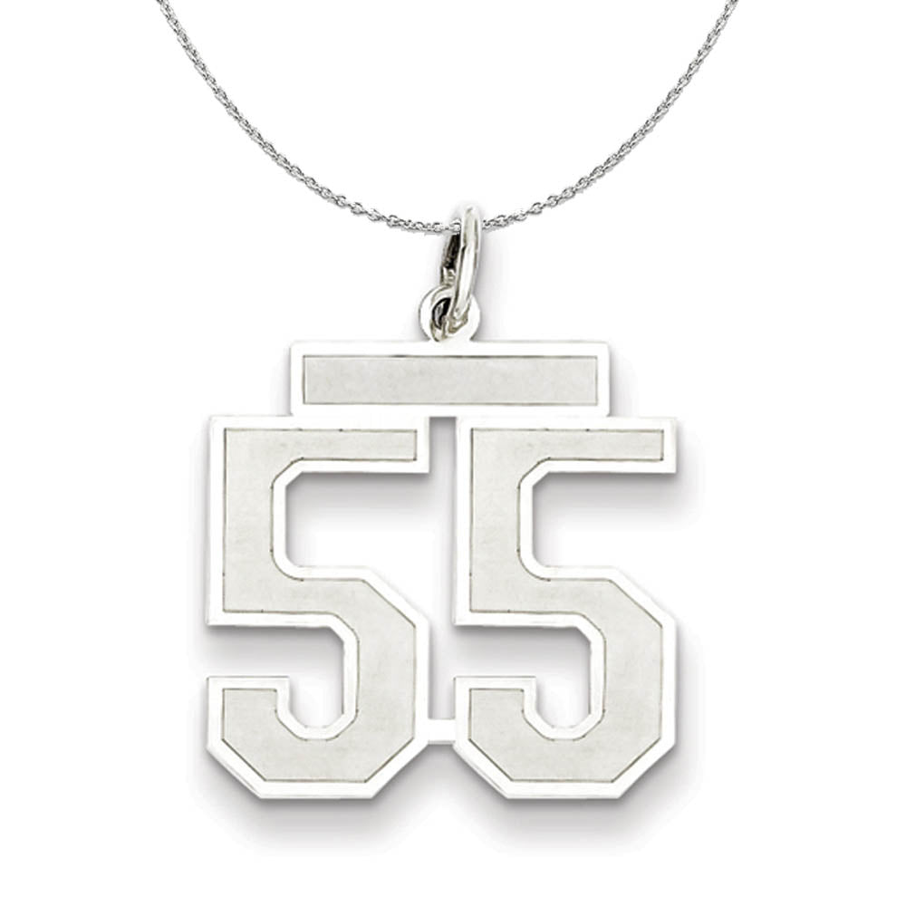Sterling Silver, Jersey Collection, Medium Number 55 Necklace, Item N15526 by The Black Bow Jewelry Co.